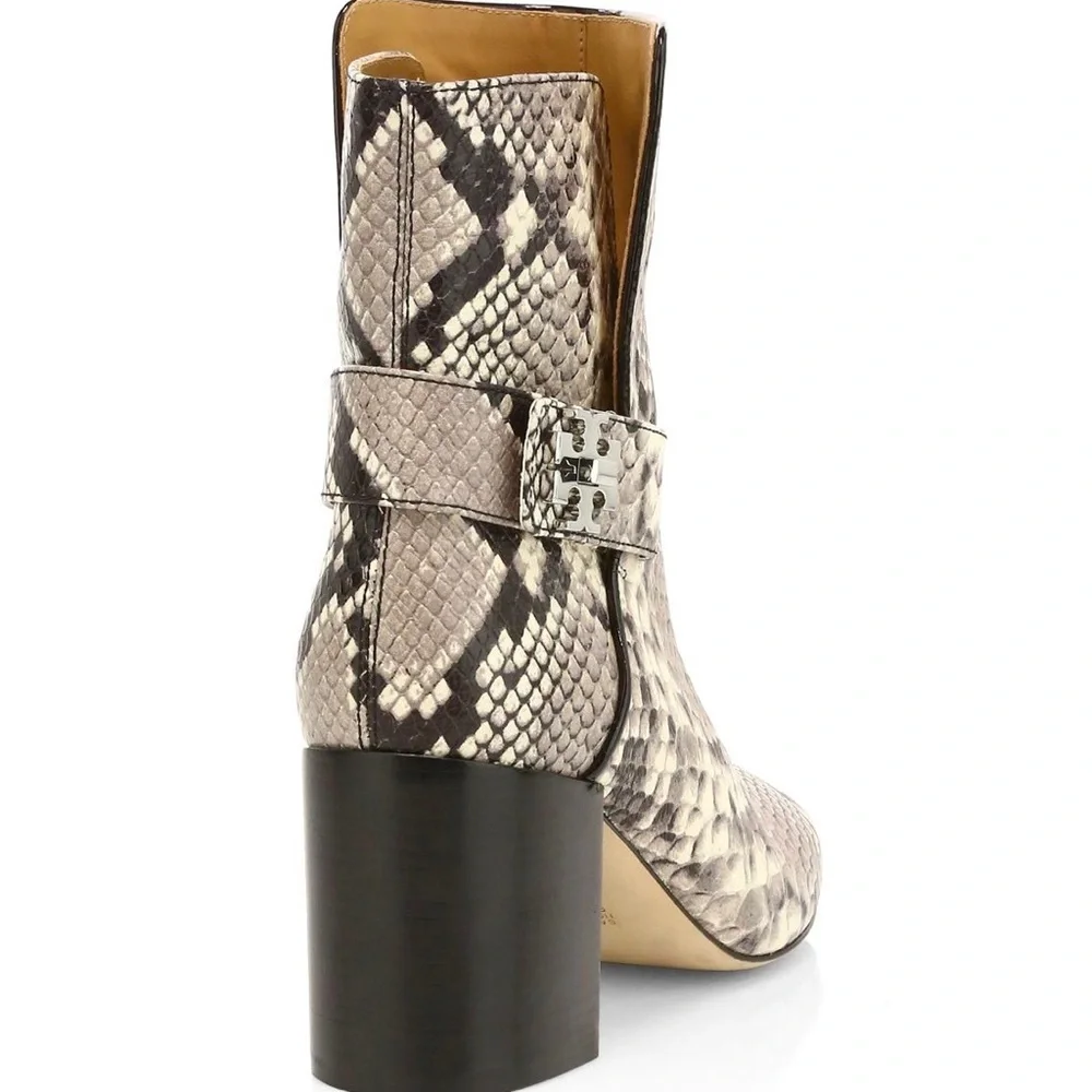 NEW TORY BURCH KIRA 70MM Bootie Stamped Snake Printed Leather Ankle size 6.5